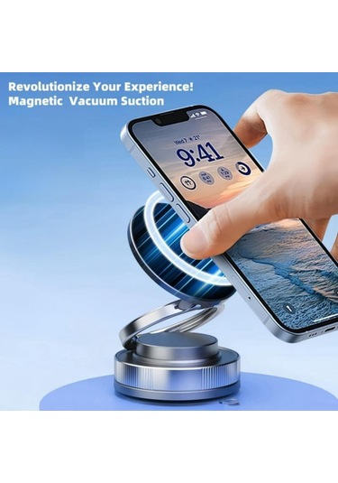 Monyee Araç İçin Manyetik Navigasyon Tutucu - 360 Açı Ayarlı Vakum Emici Telefon Tutucu Beyaz