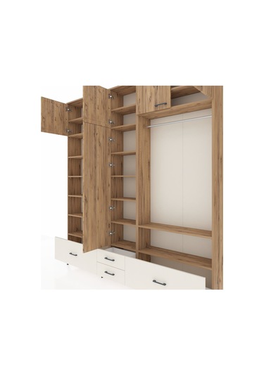 Arges Dolap 18 Raflı 4 Çekmeceli Tek Askılı 220x30x243 Çam-çam/aytaşı Atlas Çam/aytası
