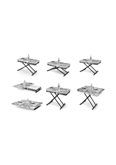 432 Metal Ayaklı Akıllı Sehpa 7x2 14 Farklı Kullanım Ceviz