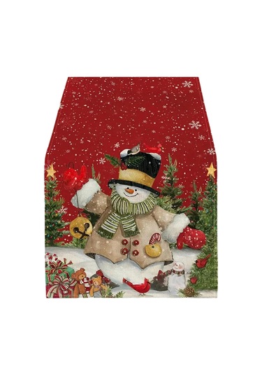 Suntek Dikdörtgen Masa Örtüsü Festival Mevsimlik Kış Kardan Adam