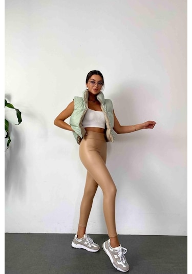 Gülsüm Aydın Kadın Yüksek Bel Içi Şardonlu Fırsat Ürün Toparlayıcı Tayt Sütlü Kahve