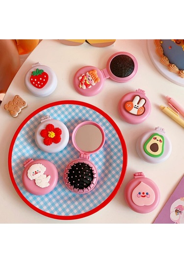 Katlanır Ayna Tarak Taşınabilir Cep Küçük Seyahat Kız Saç Fırçası