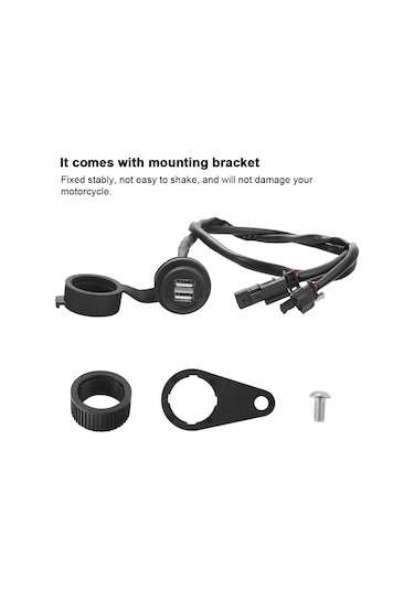 Skycity Bmw R1200gs/r1250gs/f700gs İçin Siyah Abs Motosiklet Usb Şarj Soketi, Çift 5v/2a Port, Su Geçirmez Kapağı Ve Montaj Braketi İle Hızlı Şarj