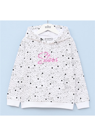 Wanex Kız Çocuk Uzun Kol İnce Kapüşonlu Sweatshirt - 31703 Desenli