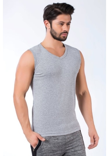 Jiber 123 Erkek Atlet Sıfır Kol V Yaka Fanila 3'Lü Paket