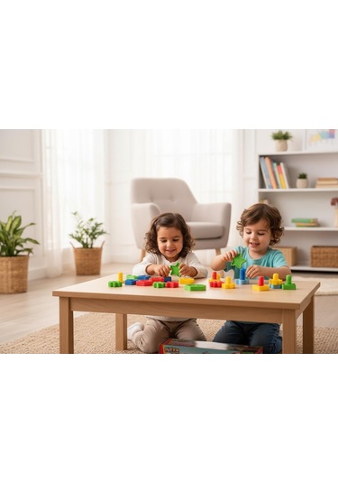 Ecem Toys Vidali Eğitsel Şekiller Seti Bpa İçermeyen Kaliteli Plastik - Renkli Geometrik Şekiller 64 Parça