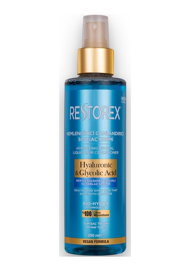 Restorex Hydra Nemlendirici Canlandırıcı Bakım Sıvı Saç Kremi 200 Ml - Hyaluronik Asit Glikoik Asit Sülfatsız