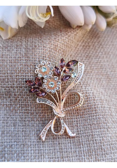 Villovatik Altın Çiçek Buketi Broş 222840793 Altın Rengi