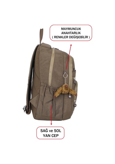 Dada Okul Sırt Çantası Kahverengi Ortaokul Lise Geniş İç Hacim Ortopedik Su Geçirmez Kumaş Kahverengi