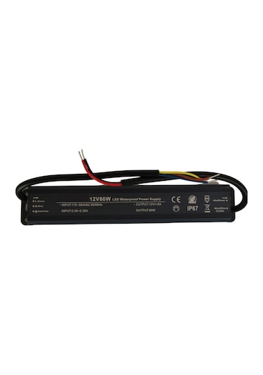 HazarLed 12 Volt 5 Amper Ip67 Su Geçirmez Dış Cephe Led Adaptör 60 Watt