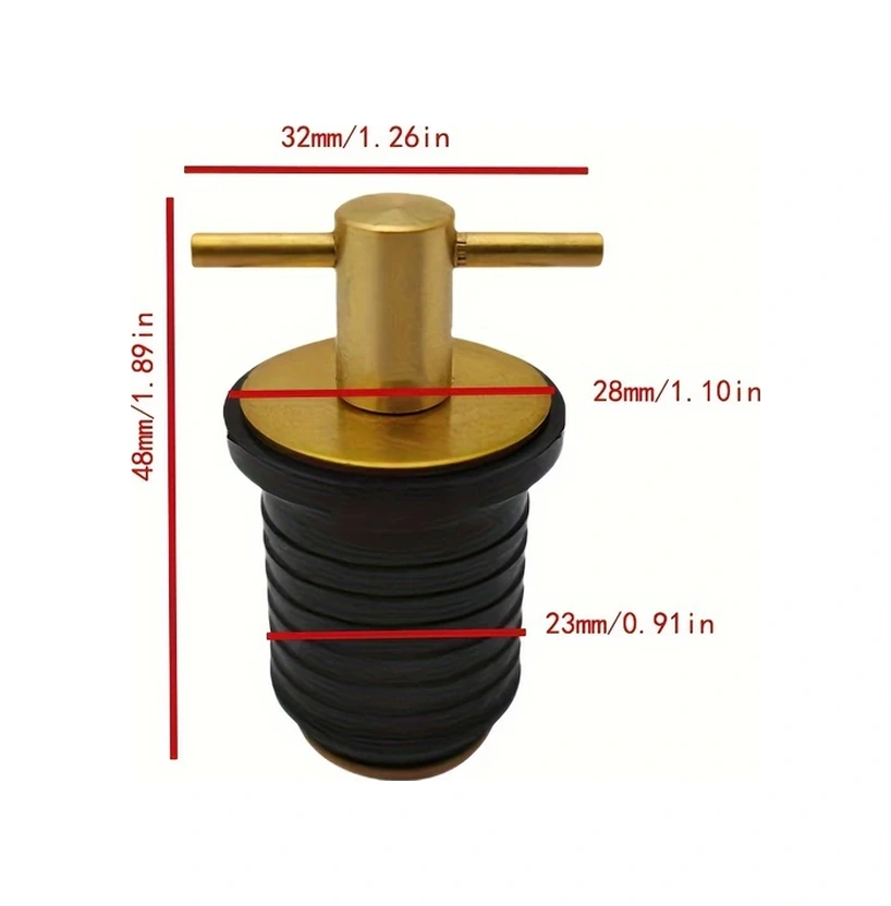 Willowhaven Pirinç 23mm Tekne Su Tıkacı T Tutamaklı Dek Kapama Sıkıştırmalı
