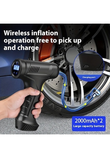 Xuweiwei Kablosuz Modeli Lastik Şişirme Taşınabilir Hava Kompresörü 150psı Dijital Basınç Ölçerli Araba Bisiklet Motosiklet Pompası