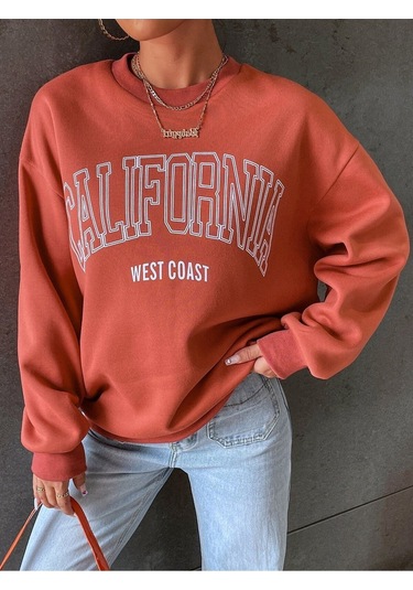 Kod Adr-shen Ezwear Letter Graphic Drop Shoulder Sweatshirt-trzksw35 Çok Renkli