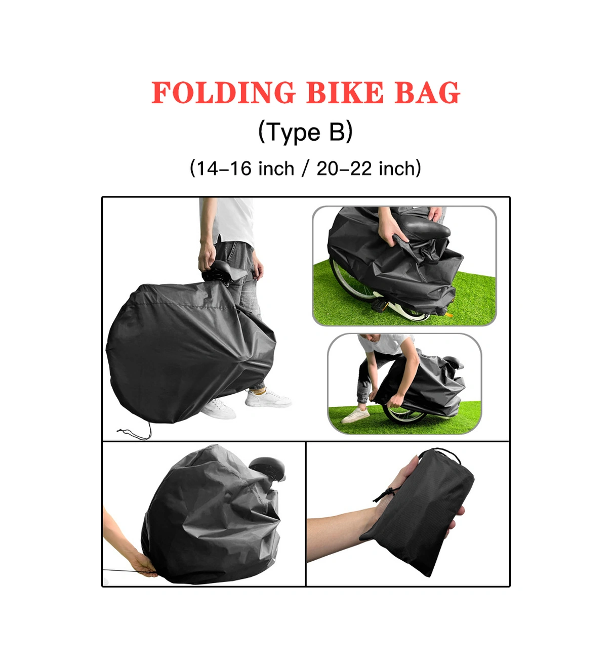 Youtek 20-22 İnç Bisiklet Çantası, 420d Oksford Kumaşı, Taşınabilir Hafif, B Tipi, Folding Bisiklet Depolama Çantası Çok Renkli