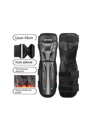 Lokomotif Diz Pedleri Dirsek Rüzgar Geçirmez Sıcak Koruyucu Motosiklet Açık Bacak Pedleri Kırmızı - Siyah