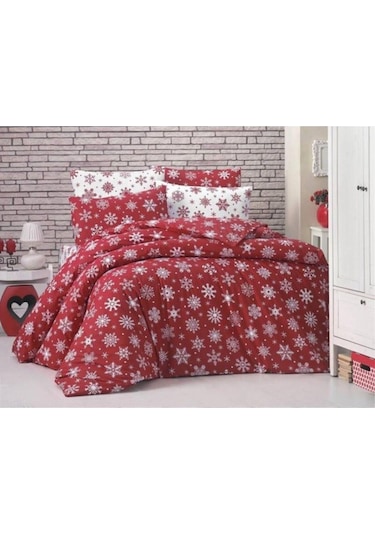 120 X 200 Yatak İçin Çarşafı Lastikli Pamuklu Nevresim Takımı Kırmızı