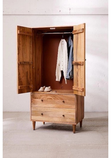 Ahşap Çok Amaçlı Vintage Model Elbise Dolabı, Gardrop