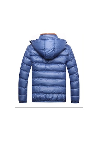 Düz Renk Kalınlaştırılmış Kapüşonlu Günlük Erkek Pamuklu Ceket Sarı