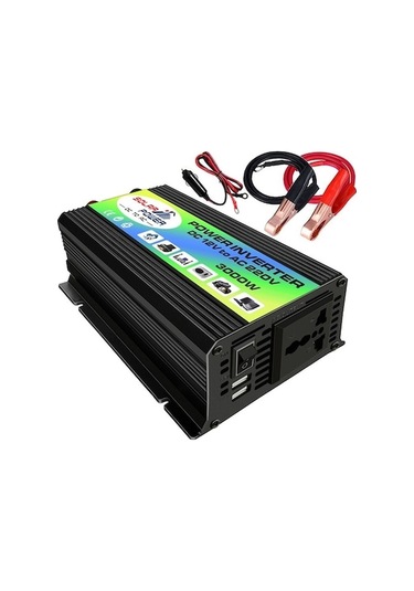 Peaks Power 3000w Modifiye Sinüs Dalgası İnvertörü Yüksek Frekanslı Güç İnvertörü Dc 12v'den Ac 220v-siyah Ej