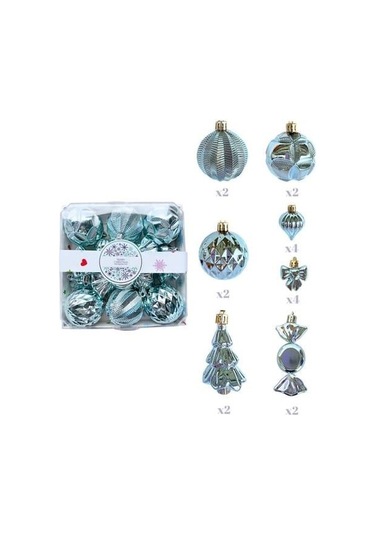 Karışık Ağaç Süsü Paketi 18li Soft Mavi