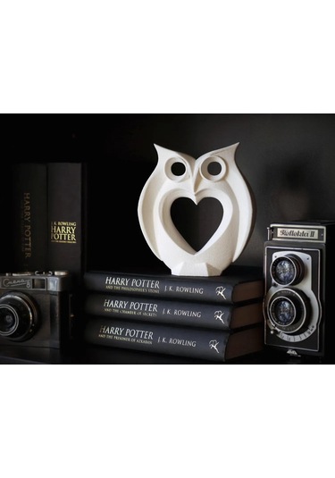 Kalp Detaylı Baykuş Biblo Modern Ve Dekoratif Figür