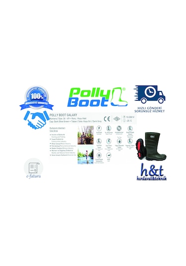 Pollyboot Galaxy Vega Pu Çizme Uzun Polly Boot "Çelik Burunsuz"