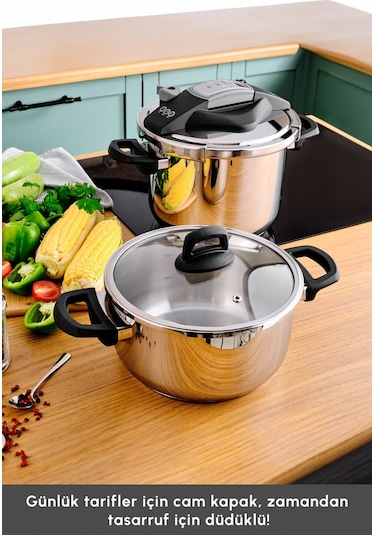 Karaca Perfect Gray İndüksiyon Tabanlı Düdüklü Tencere Seti 4+6 Lt