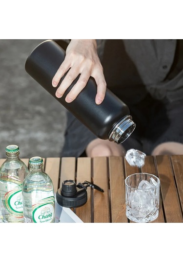 1000ml Paslanmaz Çelik Termos Şişe Büyük Kapasiteli Termal Su Şişesi Yalıtımlı Bardak Çift Duvar Vakum Şişeleri Seyahat Açık Mavi Diğer