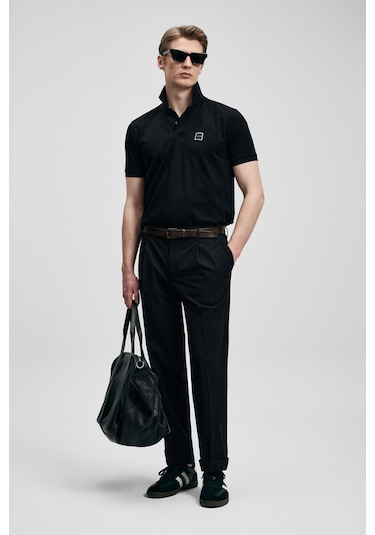 Lufian Carter Smart Erkek Polo T-shirt 111040233 Siyah