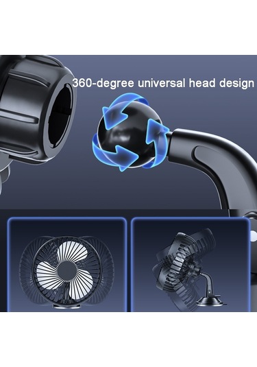 Suıtu 12v/24v Mini Araba Fanı Usb Şarjlı Tek Kafalı Fan 360 Derece Soğutma Fanı, Stil: Vantuz Modeli