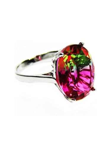 Gümüş Oval Turmalin Taşlı Kadın Yüzük