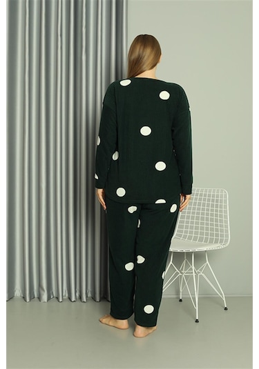 Akbeniz Welsoft Polar Kadın Büyük Beden Petrol Rengi Pijama Takımı 808045 - 5xl Petrol