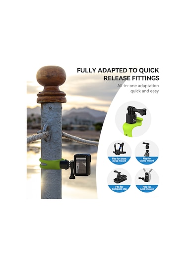 Maiyame Telesın Spor Kamera Silikon Sabitleme Kayışı, Hızlı Çıkarma, 2 Seviye Ayar, Yeşil