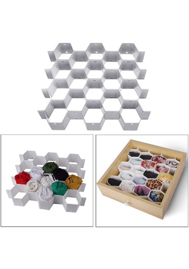 Homyl Petek Dolap Çorap İç Çamaşır Çekmece Bölücü Düzenleyici Gri Gri