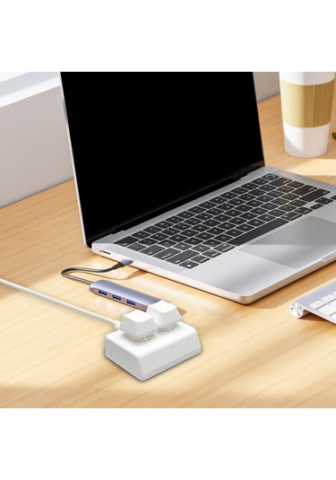 Suntek 2 Tuşlu Klavyesi, Type C Pc Programlama Makro Ses Beyaz