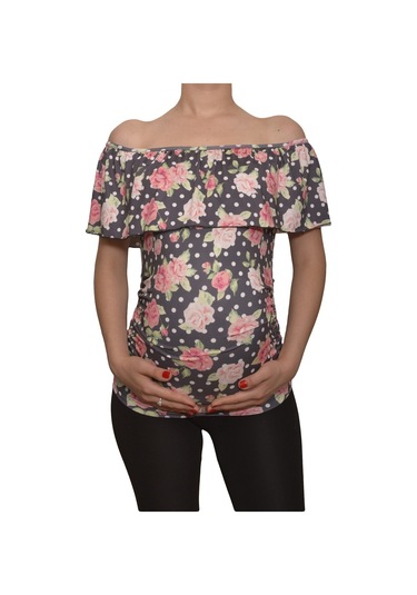 Luvmabelly Maternity 2511 Kayık Yaka Hamile Bluzu Çok Renkli