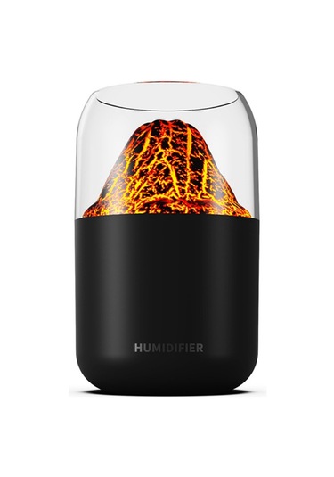 Volkanik Tasarım Dekoratif Gece Lambası Ve Hava Nemlendirici Siyah