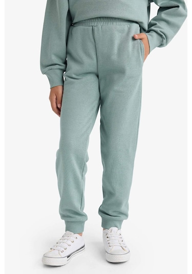 Defacto Kız Çocuk Standart Fit Basic Düz Beli Lastikli Jogger Eşofman Altı Y1226a625augn1129 Yeşil