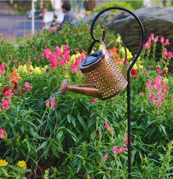 Tongxida Demir Bahçe Çaydanlığı Lambası, Güneş Enerjili, Şık Dış Mekan Aydınlatması