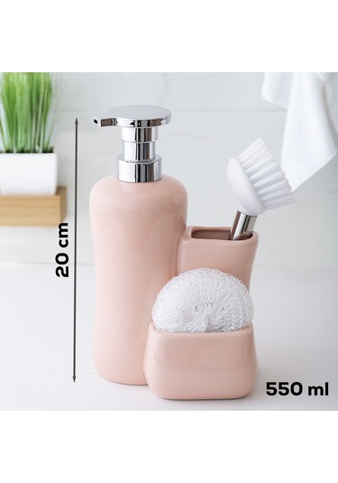 Porsima 277744 Sıvı Sabunluk Fırçalı Süngerlikli Sabunluk Pudra