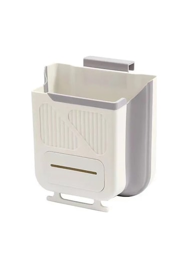 Kangvka Açılır Mekanizmalı Duvar Takılı Mutfak Çöp Kutusu, 7 Litre, Dayanıklı Konstrüksiyon, Ağır Yük Taşıma, Kolay Atım, Beyaz Ve Hafif Gri