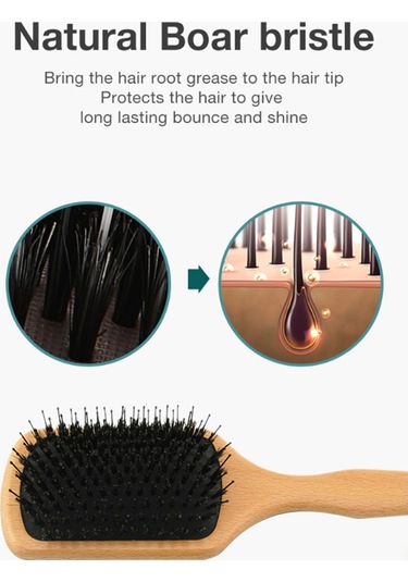 Xurunkeji Domuz Kılı Saç Fırçası Kayın Ahşap Tasarım Tarak Gasbag Masaj Saç Fırçası Kuru Islak Saçlar İçin Kadınlar İçin Saç Açıcı