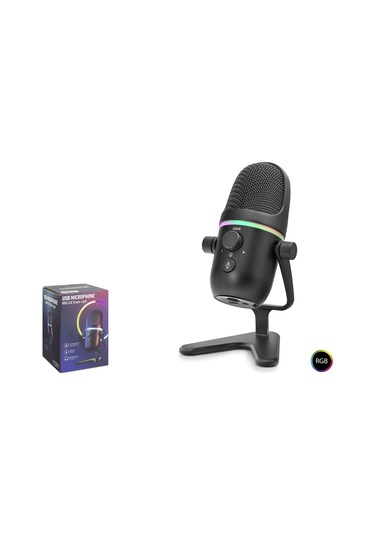 Profesyonel Çift Modlu Gaming Rgb Mikrofon 192 Khz / 24 Bit Type-c - Siyah Me5