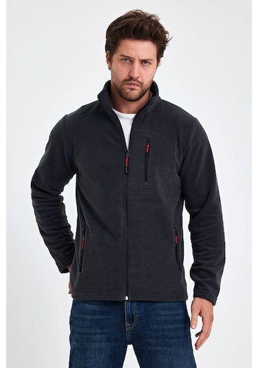 Monox Erkek Outdoor Fermuarlı Polar Ceket 001 Füme