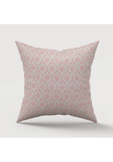 Melisa Damask Baskılı Duck Kumaş Krem/pembe 45 45 Cm - 500 45 x 45