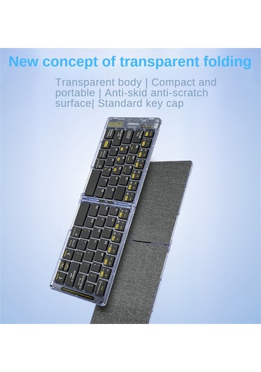 Yunboo F69 Transparan Çift Katlı Bluetooth Klavye - 3 Cihazı Eş Zamanlı Bağla, Taşınabilir, Tüm Sistemler İçin Uyumlu Diğer