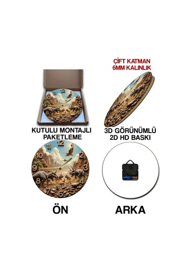 Sessiz Yuvarlak Ahşap Duvar Saati, Kuvars Hareketli 3d Görünümlü 2d Saat Sdw107 Renkli