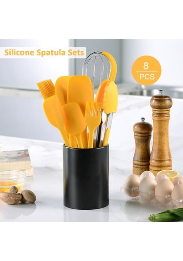 Yaozixa Isıya Dayanıklı 8 Parça Silikon Spatula Seti - Fırın Ve Mutfak İçin Pratik Çözüm Sarı