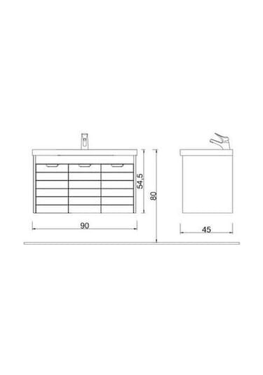 Turkuaz Seramik Frame Etajerli Lavabo 90 x 45 CM-Denko Mostar 90 Alt Modül Turkuaz Seramik Frame Etajerli Lavabo 90 x 45 CM-Denko Mostar 90 Alt Modül