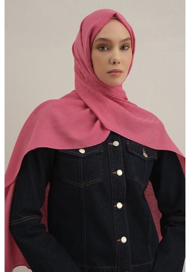 Pembe Link Desen Bambu Cotton Şal 37 Pembe
